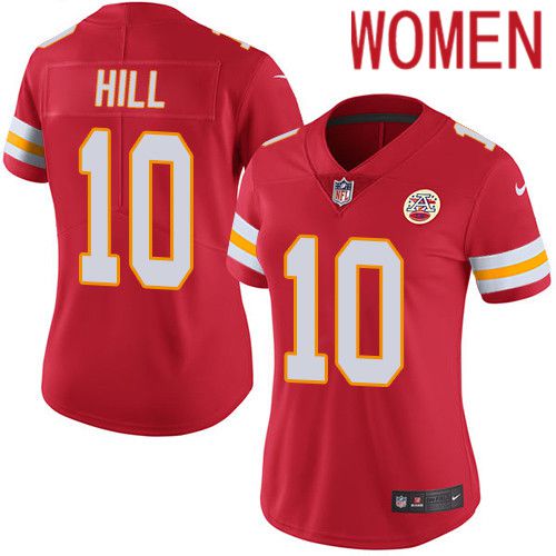 Women Kansas City Chiefs #10 Tyreek Hill Nike Red Vapor Limited NFL Jersey->women nfl jersey->Women Jersey